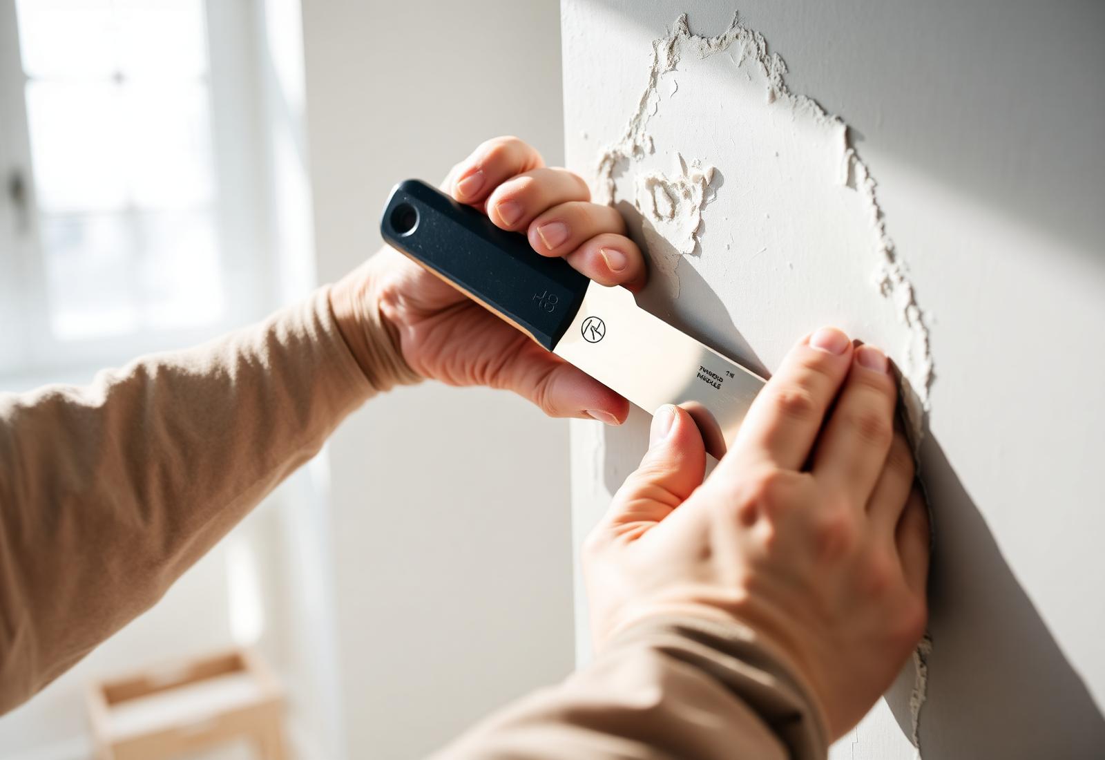 Finish carpenter smoothing a drywall joint on a luxury residential build
